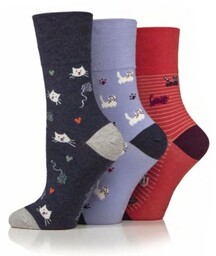 Gentle Grip 3PACK Skarpety Bawełniane Damskie CAT PERSON