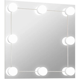 Elior Kwadratowe srebrne lustro wiszące LED 40x40 cm