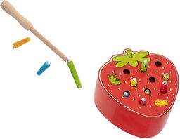 Gra truskawka drewniana z gąsienicami i różdżką magnetyczną