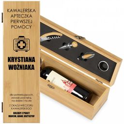 Akcesoria do wina zestaw w skrzynce z nadrukiem