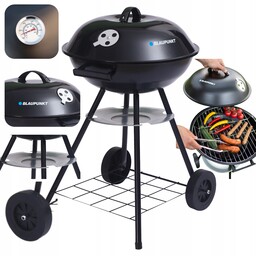 Grill Węglowy Ogrodowy z Pokrywą ruszt popielnik termometr