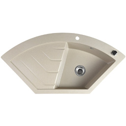 Zlewozmywak granitowy narożny jednokomorowy z ociekaczem, 114x57,5cm, beżowy