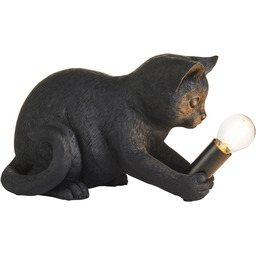Lampa stołowa czarna w kształcie kota z żywicy