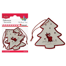 Zawieszka filcowo-drewniana choinka 78x78mm 3 szt Titanum 414529
