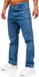 Granatowe spodnie jeansowe męskie regular Denley 5452