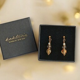 Pakamera Kolczyki DOBROBYT - cytryn, kwarc dymny, kryształ