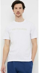 Trussardi t-shirt bawełniany kolor biały z nadrukiem