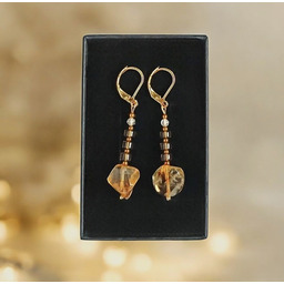 Pakamera Kolczyki DOBROBYT - cytryn, kwarc dymny, kryształ