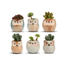 Mini Doniczki Ceramiczne Ozodobne Zestaw 6x Sowy