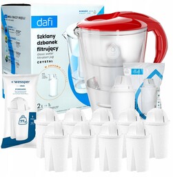 Szklany dzbanek filtrujący Dafi Crystal 2l czerwony 9x