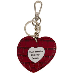 Skórzany brelok serce do kluczy grawer personalizowany ze