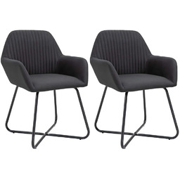 Edinos Zestaw 2 czarnych tapicerowanych krzeseł stołowych N8-H63