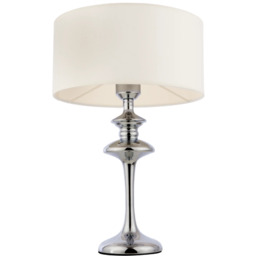 LAMPA STOŁOWA Abu Dhabi srebrna podstawa, biały abażur,