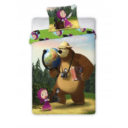 Pościel 160x200 Masza i niedźwiedź podróżnicy Masha