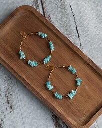 Pakamera Kolczyki boho: duże koła z amazonitem