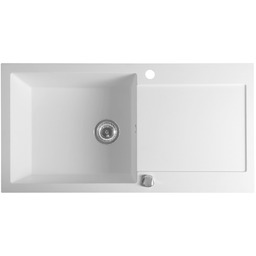 Zlewozmywak granitowy wpuszczany jednokomorowy z ociekaczem, 97x50cm, biały