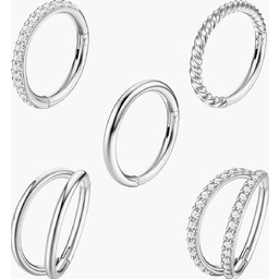 PIERŚCIONKI 5 SZTUK 18G 16G 8MM 10MM STALOWE