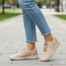 Sneakersy Damskie Skórzane Ażurowe Beżowe Sneakersy Artiker 58C3084