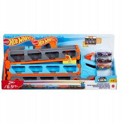 Hot Wheels Wyścigowy transporter 2w1 z 3 samochodzikami
