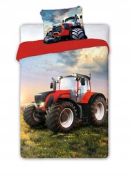 Komplet pościeli 140x200 cm Traktor czerwony 100% bawełna