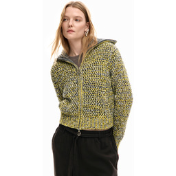 Sweter z zamkiem błyskawicznym z dzianiny