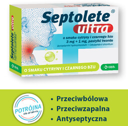 Septolete Ultra cytryna czarny bez, 16 pastylek