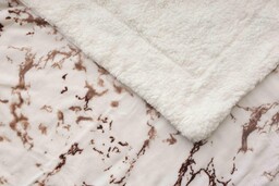 Jerry Fabrics Koc Sherpa 150x200 biały brązowy marmurek