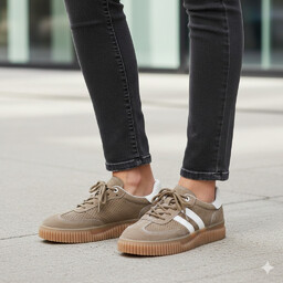 Trampki skórzane Półbuty khaki zamsz GD-XF-199B Khaki