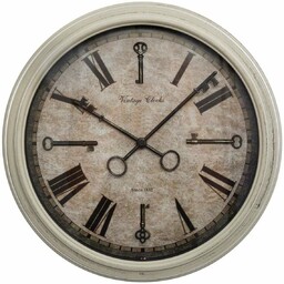 Zegar ścienny z rzymskimi cyframi i motywem kluczy,