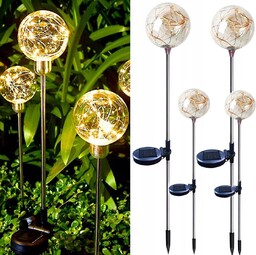 4x Lampki Solarne Ogrodowe Kule Wbijane Lampka Ogrodowa