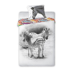 Faro Pościel bawełniana 140x200 Wild Zebra zebry biała