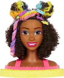 Barbie Głowa do stylizacji Neonowa tęcza Kręcone włosy