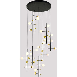Italux Helmond PND-43883-28 lampa wisząca czarno-złota stalowa klosze
