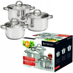 Ambition 6 Garnki Nierdzewne Berry Stalowe Zestaw Garnków