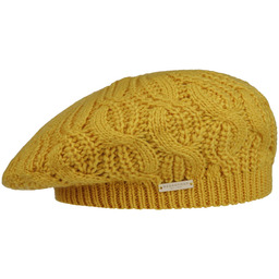 Beret z Dzianiny Uni by Seeberger, żółty, One