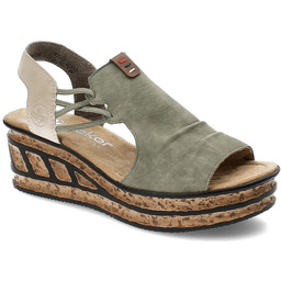 Rieker Zielone Sandały Modne Obuwie Damskie