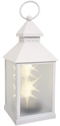 BIAŁY LAMPION LED, ZNICZ, DEKORACJA ZASILANA BATERIAMI 28