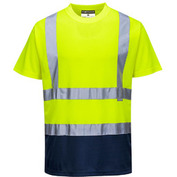 - T-shirt ostrzegawczy dwukolorowy - żółty-granatowy S