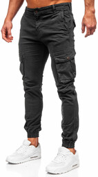 Szare spodnie materiałowe joggery bojówki męskie Denley JM5502