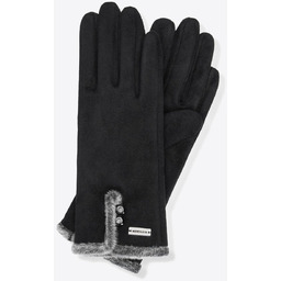 Rękawiczki z delikatnym sztucznym futerkiem czarne
