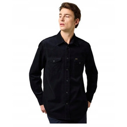 WRANGLER CZARNA KOSZULA CASUAL Z BAWEŁNY Z PAGONAMI