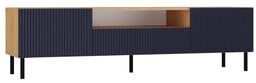 Szafka RTV, Kama, 160x40x43 cm, dąb artisan, granatowy