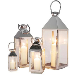 Kare Design Zestaw 4 latarenek Giardino (srebrnych)