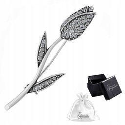 Broszka srebro pr. 925 Elegancka Oksydowana Brosza Tulipan