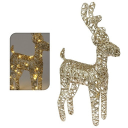 Pakamera Figurka renifer stojący złoty LED 37 cm