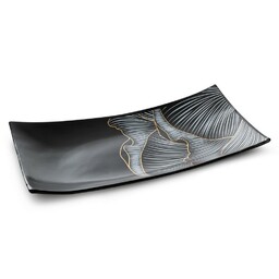 Eurofirany Patera ceramiczna 41x21x9 Peonia 1 czarna popielata
