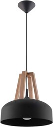 Lampa skandynawska wisząca loft CASCO czarna/naturalne drewno SL.0390
