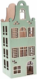 Drewniany świecznik ze szkłem House jasnozielony,10 x 26