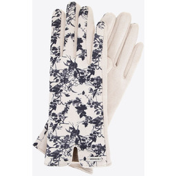 Damskie rękawiczki w kwiatowy wzór kremowo - czarne