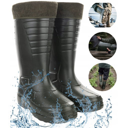 WYSOKIE KALOSZE PIANKOWE DLA WĘDKARZY OCIEPLANE GUMOWCE LEKKIE